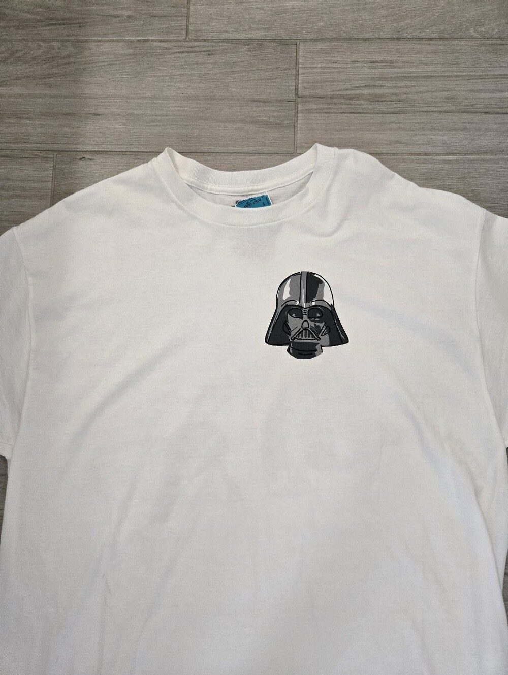 Star Wars White Crewneck Tee with Black Darth Vader Graphic Front/Back Size XL
